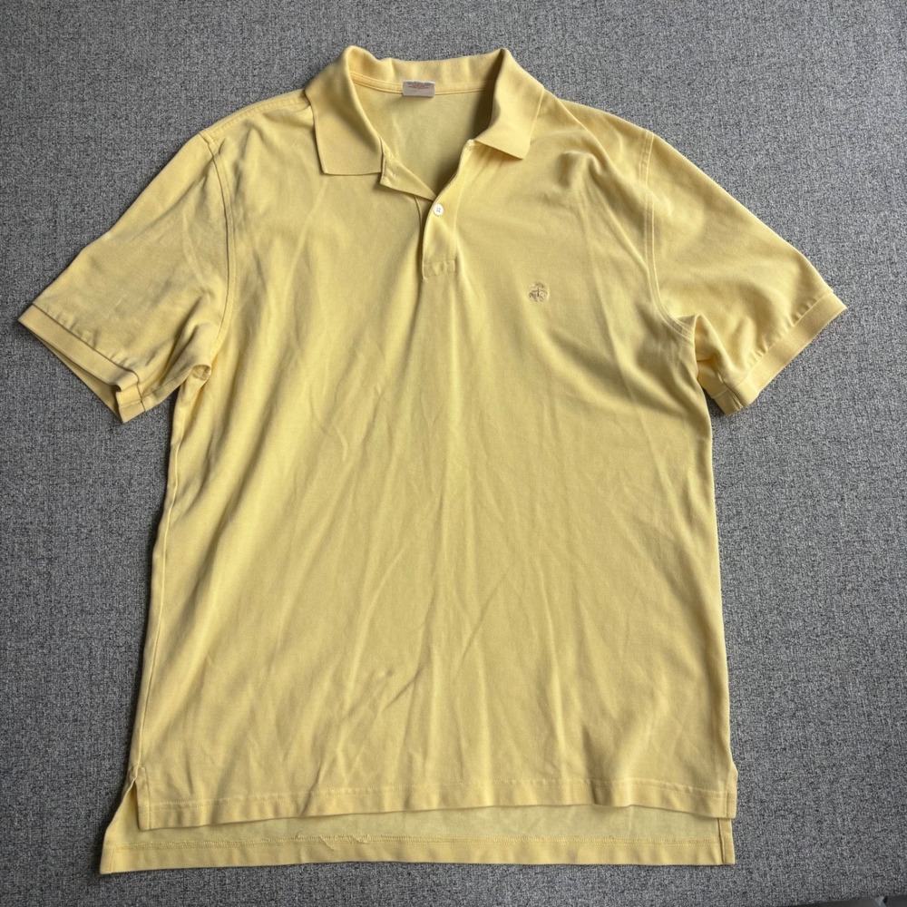 Brooks Brothers‎ Polo Mens L Yellow Performance Polo Original Fit Cotton Pique